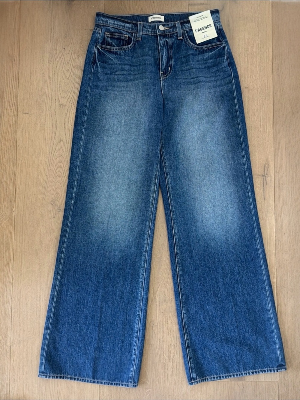 L'AGENCE Women’s Alicent High Rise Sneaker Flare Jeans Brentwood Denim Size 25 - Picture 5 of 8